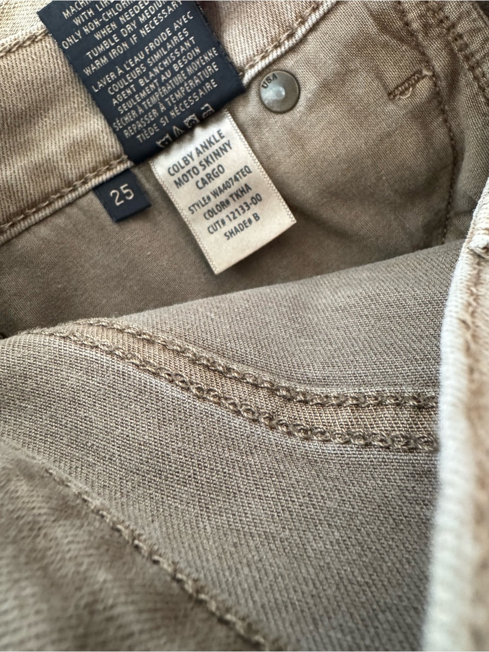 Hudson Colby Ankle Moto Cargo Jeans - Toasted Khaki Camel Size 25 - Picture 3 of 9
